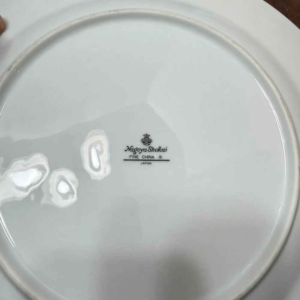 Nagoya Shokai Fine China Serving Plate and Bowl Set White Floral Platinum Trim